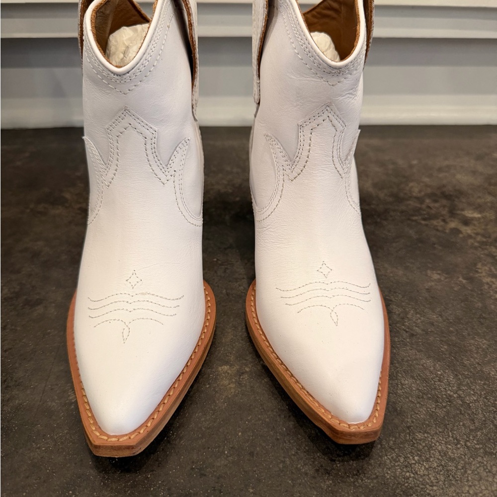 White Western Ankle Boots